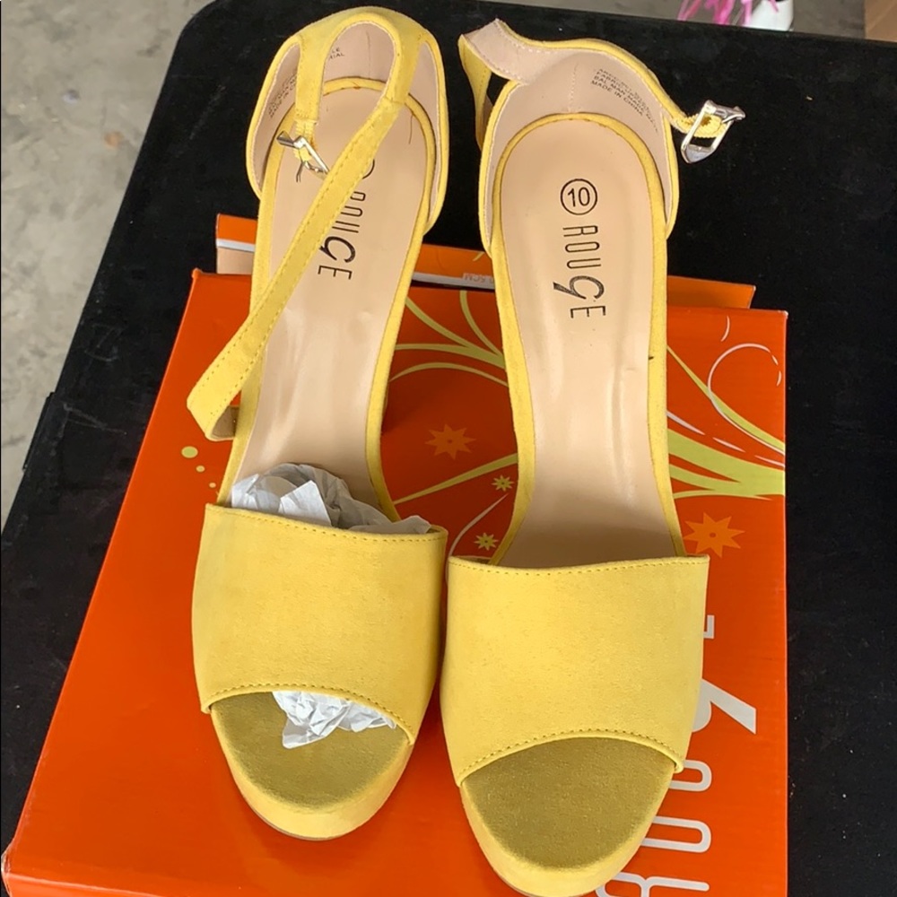 Yellow Faux Suede Platform Sandals